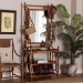 bali & pari Feyre Marbled Tortoise Natural Rattan Hall Tree - Handcrafted Wicker Entryway Organizer with Mirror, Shelving and Hooks, Tropical and Coastal Foyer Complement - BSOWS200-Tortoise Rattan-Hall Tree