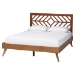 Baxton Studio Chinedu Platform Bed - Mid-Century Modern Bed with Cutout Headboard and Rounded Legs for Modern or Boho Bedrooms, Queen