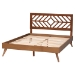 Baxton Studio Chinedu Platform Bed - Mid-Century Modern Bed with Cutout Headboard and Rounded Legs for Modern or Boho Bedrooms, Queen - BSOChinedu-Ash Walnut-Queen