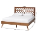 Baxton Studio Chinedu Platform Bed - Mid-Century Modern Bed with Cutout Headboard and Rounded Legs for Modern or Boho Bedrooms, Queen - BSOChinedu-Ash Walnut-Queen