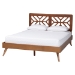 Baxton Studio Kirabo Platform Bed - Mid-Century Modern Bed with Cutout Headboard and Rounded Legs for Modern or Boho Bedrooms, Queen