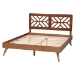 Baxton Studio Kirabo Platform Bed - Mid-Century Modern Bed with Cutout Headboard and Rounded Legs for Modern or Boho Bedrooms, Queen - BSOKirabo-Ash Walnut-Queen