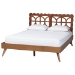 Baxton Studio Shukura Platform Bed - Mid-Century Modern Bed with Lasercut Headboard and Scalloped Detailing for Bedroom or Guestroom, Queen