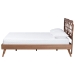 Baxton Studio Shukura Platform Bed - Mid-Century Modern Bed with Lasercut Headboard and Scalloped Detailing for Bedroom or Guestroom, Queen - BSOShukura-Ash Walnut-Queen