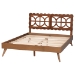 Baxton Studio Shukura Platform Bed - Mid-Century Modern Bed with Lasercut Headboard and Scalloped Detailing for Bedroom or Guestroom, Queen - BSOShukura-Ash Walnut-Queen