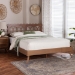 Baxton Studio Shukura Platform Bed - Mid-Century Modern Bed with Lasercut Headboard and Scalloped Detailing for Bedroom or Guestroom, Queen - BSOShukura-Ash Walnut-Queen
