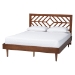 Baxton Studio Zola Platform Bed - Mid-Century Modern Bed with Cutout Headboard and Rounded Legs for Modern or Boho Bedrooms, Queen