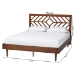 Baxton Studio Zola Platform Bed - Mid-Century Modern Bed with Cutout Headboard and Rounded Legs for Modern or Boho Bedrooms, Queen - BSOZola-Ash Walnut-Queen