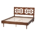 Baxton Studio Onyeka Platform Bed - Mid-Century Modern Bed with Lasercut Headboard and Scalloped Detailing for Bedroom or Guestroom, Queen - BSOOnyeka-Ash Walnut-Queen