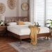 Baxton Studio Onyeka Platform Bed - Mid-Century Modern Bed with Lasercut Headboard and Scalloped Detailing for Bedroom or Guestroom, Queen - BSOOnyeka-Ash Walnut-Queen