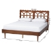 Baxton Studio Onyeka Platform Bed - Mid-Century Modern Bed with Lasercut Headboard and Scalloped Detailing for Bedroom or Guestroom, Queen - BSOOnyeka-Ash Walnut-Queen