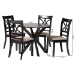 Baxton Studio Julia 5-Piece Dining Set - Compact Mid-Century Modern Round Table and Chair Set for Dining Room, Kitchen, Apartment, Sand - BSOJulia-Sand/Dark Brown-5PC Dining Set