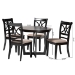 Baxton Studio Penny 5-Piece Dining Set - Compact Mid-Century Modern Round Table and Chair Set for Dining Room, Kitchen, Apartment, Sand - BSOPenny-Sand/Dark Brown-5PC Dining Set