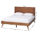 Baxton Studio Jiro Platform Bed - Mid-Century Modern Wood Bed Frame with Panel Headboard and Angled Legs for Bedroom or Guest Room, King - BSOJiro-Ash Walnut-King