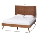 Baxton Studio Noela Platform Bed - Mid-Century Modern Wood Bed Frame with Panel Headboard and Angled Legs for Bedroom or Guest Room, King - BSONoela-Ash Walnut-King