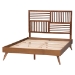 Baxton Studio Gemma Platform Bed - Mid-Century Modern Bed Frame with Slatted Wood Headboard and Angled Legs for Bedroom or Guest Room, King - BSOGemma-Ash Walnut-King