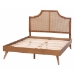 Baxton Studio Rodolfo Platform Bed - Mid-Century Modern Bed with Woven Rattan Headboard, King - BSOMG9774/9704-King