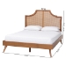 Baxton Studio Rodolfo Platform Bed - Mid-Century Modern Bed with Woven Rattan Headboard, King - BSOMG9774/9704-King