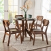 Baxton Studio Crystal 5-Piece Dining Set - Mid-Century Modern Round Table and Chair Set for Dining Room, Kitchen, Apartment - BSOCrystal-Walnut Rattan-Round-5PC Dining Set
