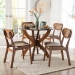Baxton Studio Kenna 5-Piece Dining Set - Mid-Century Modern Round Table and Chair Set for Dining Room, Kitchen, Apartment - BSOKenna-Walnut Rattan-Round-5PC Dining Set