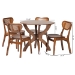 Baxton Studio Kenna 5-Piece Dining Set - Mid-Century Modern Round Table and Chair Set for Dining Room, Kitchen, Apartment - BSOKenna-Walnut Rattan-Round-5PC Dining Set