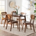 Baxton Studio Kristy 5-Piece Dining Set - Mid-Century Modern Rectangle Table and Chair Set for Dining Room, Kitchen, Apartment - BSOKristy-Walnut Rattan-Rectangle-5PC Dining Set