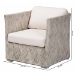 bali & pari Melbourne Natural Rattan Lounge Chair - Handwoven Wicker Armchair with Tuxedo Frame for Living Room, Lounge, or Sun Room - BSOMelbourne-White Wash-Cushion-CC