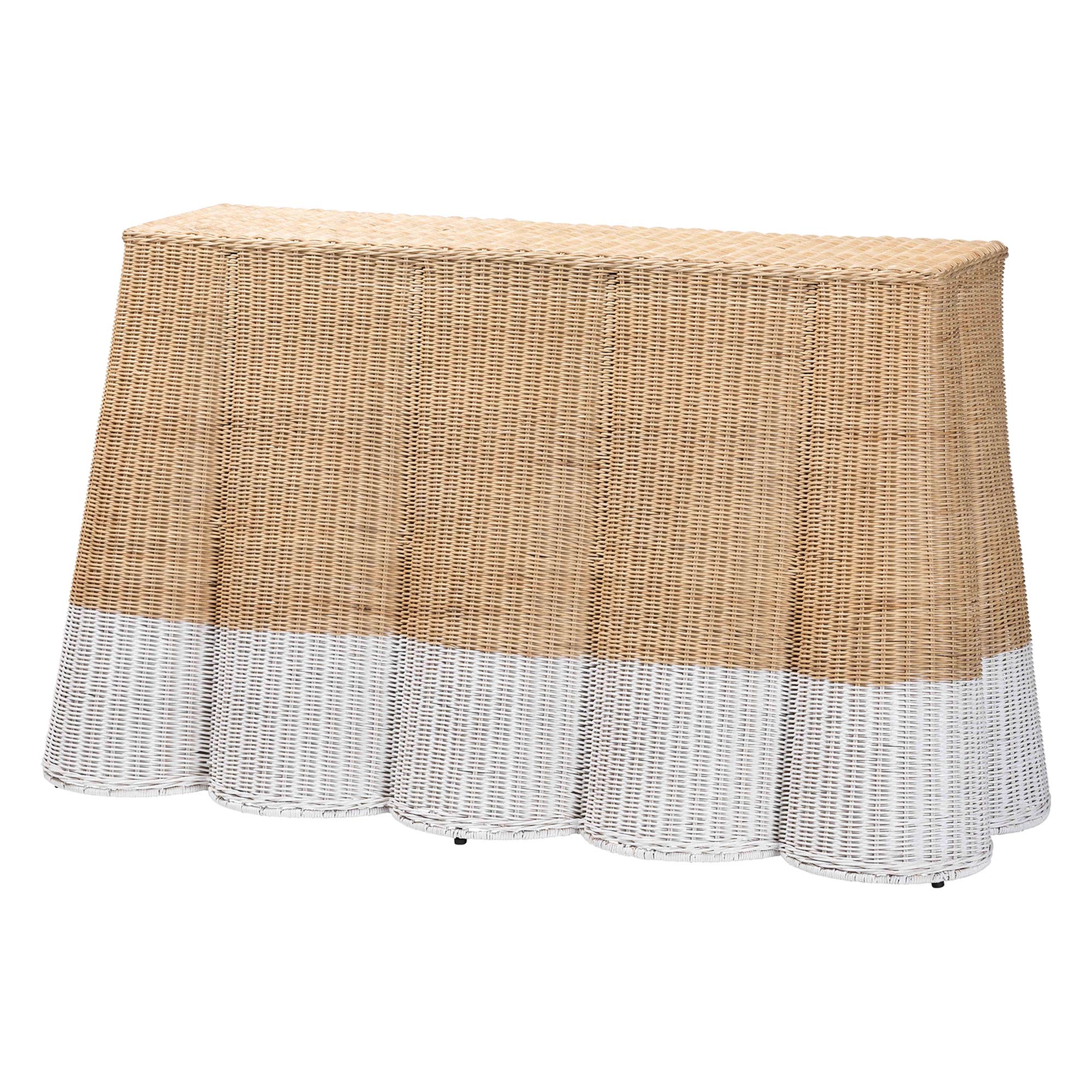 bali & pari Esmery Marbled Tortoise Natural Rattan Dining Chair - Handcrafted Wicker Side Chair with Crisscross Back, Boho Coastal Seating for Dining Room or Kitchen