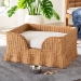 bali & pari Belita Natural Rattan Pet Bed with Scalloped Base - Handwoven Wicker Enclosed Lounge Bed for Dogs or Cats with Removable Cushion, 30.2" - BSODC1121-Natural Rattan-Lg-Cushion-Pet Bed