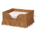 bali & pari Belita Natural Rattan Pet Bed with Scalloped Base - Handwoven Wicker Enclosed Lounge Bed for Dogs or Cats with Removable Cushion, 30.2" - BSODC1121-Natural Rattan-Lg-Cushion-Pet Bed