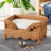 bali & pari Papina Natural Rattan Pet Bed with Scalloped Sides - Handwoven Wicker Enclosed Lounge Bed for Dogs and Cats with Removable Cushion, 25.6" - BSODC1122-Natural Rattan-Sm-Cushion-Pet Bed