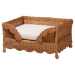bali & pari Modesta Natural Rattan Accent Bench - Handwoven Wicker Seating with Scalloped Apron and X-Frame Base, Coastal Boho Entryway or Bedroom Seating
