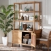 bali & pari Mortis Natural Rattan Open-Shelf Storage Cabinet - 4-Tier Display Shelf with Double Door Base, Coastal Boho Wicker Bookcase or Hutch for Living, Dining Room or Office Organization - BSOMarcelo-Natural-Cabinet-KD-Box
