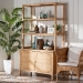 bali & pari Mortis Natural Rattan Open-Shelf Storage Cabinet - 4-Tier Display Shelf with Double Door Base, Coastal Boho Wicker Bookcase or Hutch for Living, Dining Room or Office Organization - BSOMarcelo-Natural-Cabinet-KD-Box