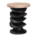 bali & pari Ziva End Table with Petrified Wood Top - Pedestal Accent Side Table for Living Room or Entryway - BSOJ2630-2PCDT-Blk/Cream Wood-Blk Wood-ET