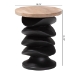 bali & pari Ziva End Table with Petrified Wood Top - Pedestal Accent Side Table for Living Room or Entryway - BSOJ2630-2PCDT-Blk/Cream Wood-Blk Wood-ET