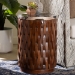 bali & pari Lavanya End Table with Petrified Wood Top - Drum Accent Side Table with Recycled Teak Wood Frame for Living Room or Entryway - BSOJ2820S-PW-16PCDT-Blk/Cream/Antique Wood-ET
