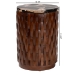 bali & pari Lavanya End Table with Petrified Wood Top - Drum Accent Side Table with Recycled Teak Wood Frame for Living Room or Entryway - BSOJ2820S-PW-16PCDT-Blk/Cream/Antique Wood-ET