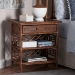 bali & pari Daemyn Marbled Tortoise Natural Rattan Nightstand - Handcrafted Wicker Bedside Table with Drawer and Open Shelving - BSOWS199-Sm-Tortoise Rattan-NS