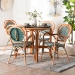 bali & pari Mattie Natural Rattan Bistro Dining Set - 5-Piece Cafe-Style Set with Round Table and 4 Matching Chairs, for Kitchen or Indoor/Outdoor Seating, Green - BSOMattie-Rattan-Green/White-5PC Dining Set