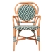 bali & pari Mattie Rattan Bistro Chair - Handwoven Cafe-Style Dining Chair with Curved Arms for Kitchen or Indoor/Outdoor Lounge, Green - BSOMattie-Rattan-Green/White-Arm-DC