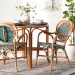 bali & pari Mattie Rattan Bistro Chair - Handwoven Cafe-Style Dining Chair with Curved Arms for Kitchen or Indoor/Outdoor Lounge, Green - BSOMattie-Rattan-Green/White-Arm-DC
