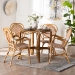 bali & pari Mattie Natural Rattan Bistro Dining Set - 5-Piece Cafe-Style Set with Round Table and 4 Matching Chairs, for Kitchen or Indoor/Outdoor Seating, Beige - BSOMattie-Rattan-Beige/White-5PC Dining Set