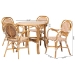 bali & pari Mattie Natural Rattan Bistro Dining Set - 5-Piece Cafe-Style Set with Round Table and 4 Matching Chairs, for Kitchen or Indoor/Outdoor Seating, Beige - BSOMattie-Rattan-Beige/White-5PC Dining Set