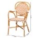 bali & pari Mattie Rattan Bistro Chair - Handwoven Cafe-Style Dining Chair with Curved Arms for Kitchen or Indoor/Outdoor Lounge, Beige - BSOMattie-Rattan-Beige/White-Arm-DC