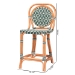 bali & pari Mattie Rattan Bistro Counter Stool - Handwoven Accent Seating with Backrest for Kitchen Island or Indoor/Outdoor Lounge, Green - BSOMattie-Rattan-Green/White-No Arm-CS