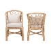 bali & pari Prisca Natural Rattan 2-Piece Dining Chair Set with Bubble Frame - Handwoven Wicker Accent Chair with Round Back and Removable Cushions for Kitchen or Dining Room - BSOAriel-Light Honey Rattan-Cushion-DC