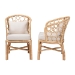 bali & pari Prisca Natural Rattan 2-Piece Dining Chair Set with Bubble Frame - Handwoven Wicker Accent Chair with Round Back and Removable Cushions for Kitchen or Dining Room - BSOAriel-Light Honey Rattan-Cushion-DC