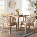 bali & pari Prisca Natural Rattan 2-Piece Dining Chair Set with Bubble Frame - Handwoven Wicker Accent Chair with Round Back and Removable Cushions for Kitchen or Dining Room - BSOAriel-Light Honey Rattan-Cushion-DC