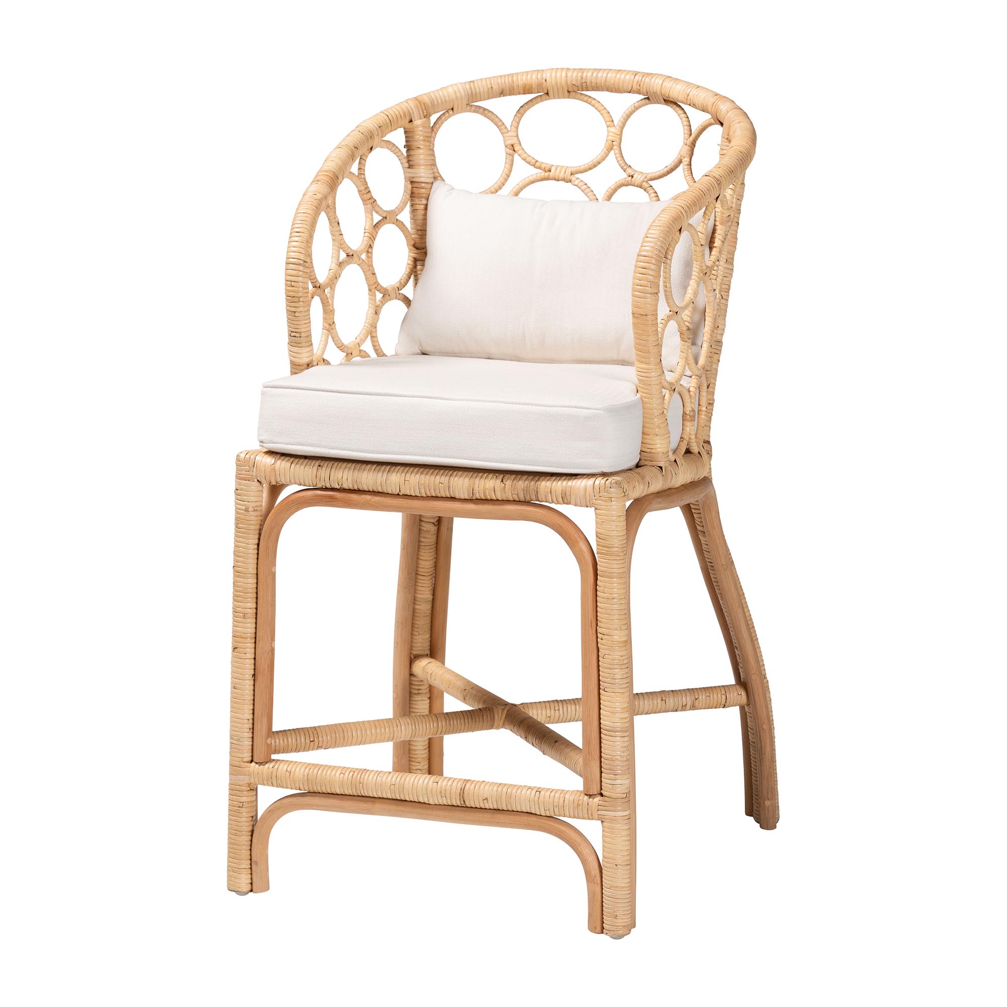 bali & pari Deborah Natural Rattan Console Table - Handwoven Wicker Accent Table with Cabriole Legs, Scalloped Coastal Cottage Household Complement